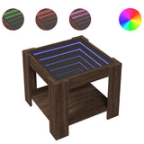 Coffee Table with LED Brown Oak 53x53x45 cm Engineered Wood 847545