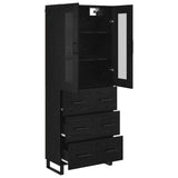Highboard with Drawer 2 pcs Black Oak Engineered Wood and Glass 3416221