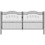 ZNTS Fence Gate with Spear Top Black 406x223 cm Powder-coated Steel 151103