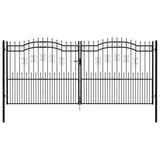 ZNTS Fence Gate with Spear Top Black 406x223 cm Powder-coated Steel 151103