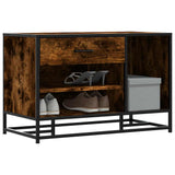 Shoe Bench Smoked Oak 80x40x53.5 cm Engineered Wood and Metal 849226