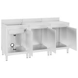 Commercial Kitchen Sink Cabinet 180x60x96 cm Stainless Steel 3058275