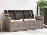 Storage Bench with Cushion Grey 110 x 40 x 50 cm Rattan 42011575