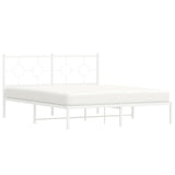 Metal Bed Frame without Mattress with Headboard White 150x200cm 376277