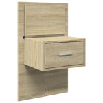 ZNTS Wall-mounted Bedside Cabinet with LED Lights Sonoma Oak 848161