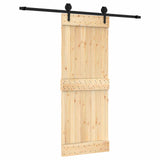 Sliding Door Natural and Black 80 x 210 cm Solid Pine Wood 3445153