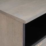 TV Cabinet with Drawer Grey 100 x 33 x 46 cm Solid Mango Wood 4018790