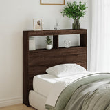 Headboard Cabinet with LED Brown Oak 100x17x102 cm 839188