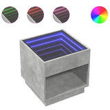 Coffee Table with Infinity LED Concrete Grey 50x50x50 cm 847654
