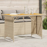 Garden Table with Wooden Top Beige 110x68x70 cm Poly Rattan 366357