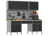 Work Cabinet with Drawer 8 pcs Black Engineered Wood and Steel 3321464