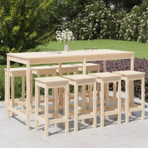 9 Piece Garden Bar Set Solid Wood Pine 3154765