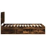 Bed Frame with Headboard Smoked Oak 90 x 200 cm Solid Pine Wood 3412537
