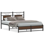 Bed Frame without Mattress Brown Oak 140x190 cm Engineered Wood 4107016