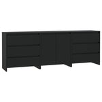 ZNTS 3 Piece Sideboard Black Engineered Wood 3098066