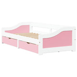 Day Bed with 2 Drawers without Mattress IRUN White&Pink 90x200 cm 3314681