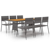 7 Piece Outdoor Dining Set Poly Rattan Grey 3120112