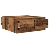 Coffee Table with Drawers Old Wood 100x100x40 cm 3328406
