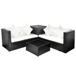 4 Piece Garden Lounge Set with Cushions Poly Rattan Black 42989