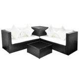 4 Piece Garden Lounge Set with Cushions Poly Rattan Black 42989