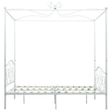 Canopy Bed Frame without Mattress White Metal 120x200 cm 284470