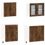 4 Piece Kitchen Cabinet Set "Porto" Smoked Oak Engineered Wood 3314876