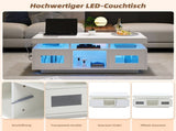 High Gloss Coffee Table with LED lights, USB PortsSockets, Centre Table with 2 doors, Sofa Side N605P368318W