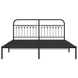 Metal Bed Frame without Mattress with Headboard Black 183x213cm 376605