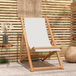 ZNTS Deck Chair Teak 56x105x96 cm Cream 43802