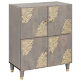 Sideboard Grey and Gold 60 x 33 x 75 cm Solid Mango Wood 4018798