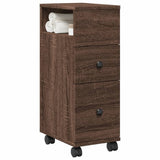 Narrow Bathroom Cabinet with Wheels Brown Oak Engineered Wood 855238