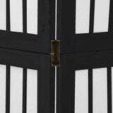 Room Divider 5 Panels Black Solid Wood Paulownia 358775