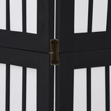 Room Divider 4 Panels Black Solid Wood Paulownia 358770