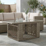 Garden Table Grey 100 x 55 x 37 cm PE Rattan and Glass 42035137