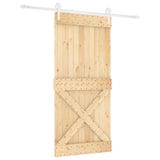 Sliding Door Natural and White 95 x 210 cm Solid Pine Wood 3445192