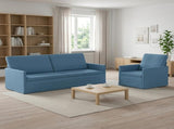 Sofa Set 2 pcs Blue Corduroy Fabric 3433257