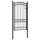 Fence Gate "EMMEN" with Arched Top Steel 100x123,5 cm Black 146371