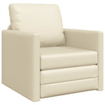 Floor Sofa Bed with Cushion Cream 74 x 77 x 81 cm Faux leather 4106631