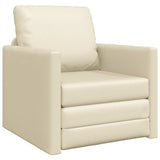 Floor Sofa Bed with Cushion Cream 74 x 77 x 81 cm Faux leather 4106631