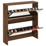 Shoe Cabinet with Mirror 2-Layer Brown Oak 63x17x67 cm 342634