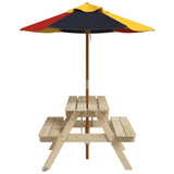 Picnic Table for 4 Kids with Umbrella Solid Wood Fir 3281613