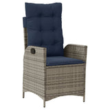 5 Piece Garden Dining Set with Cushions Grey Poly Rattan 3213298