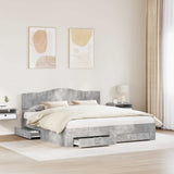 Bed Frame Concrete Grey 200 x 200 cm Engineered Wood 3413155