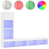 4 Piece TV Wall Units with LED White Engineered Wood 3216640