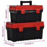 2 Piece Tool Box Set Black and Red Polypropylene 152103