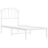 Metal Bed Frame without Mattress with Headboard White 75x190cm 373926