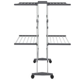 2-Tier Laundry Drying Rack with Wheels Silver 60x70x106 cm 344377