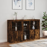 Sideboard with LED Lights Smoked Oak 162x37x100 cm 3209174