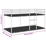 Bunk Bed without Mattress White 75x190 cm Steel 4019881