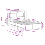 Bed Frame with Storage Smoked Oak 135 x 190 cm Engineered Wood 3434037